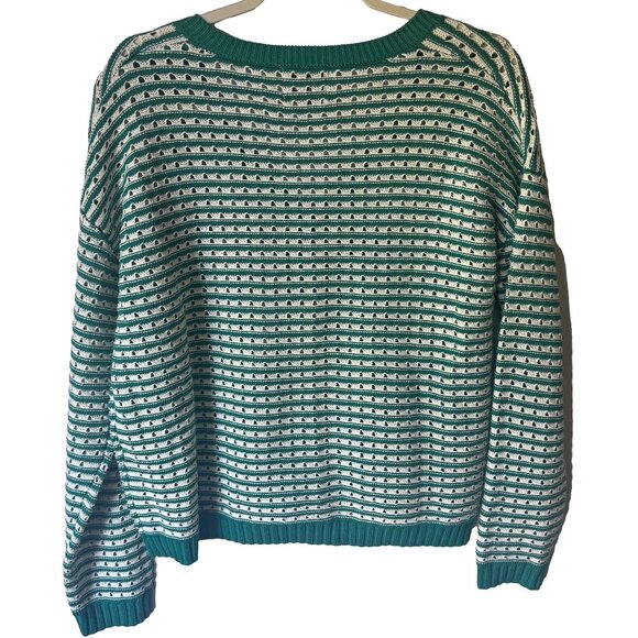 Stitches & Stripes Landry Striped V-Neck Sweater Eyelets Size Sm/Med NWT - Picture 2 of 9